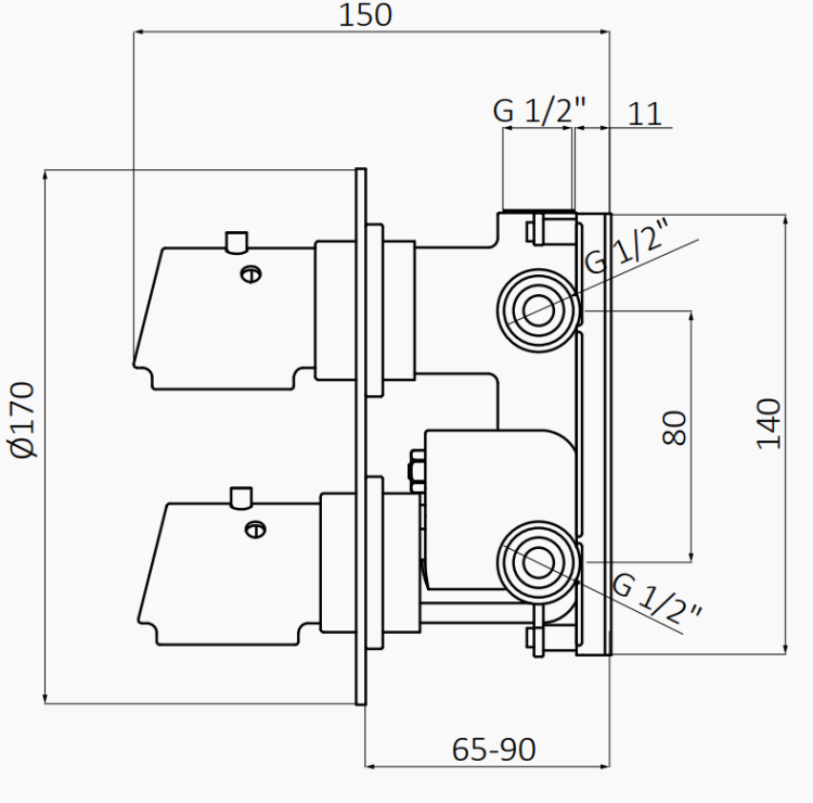 GRB WINNER Bateria podtynkowa termostatyczna  Chrom 44110440 44120440 44130440 rys. .png