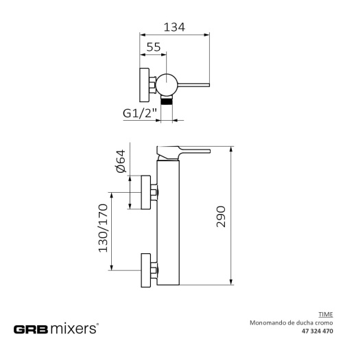 GRB TIME Bateria natryskowa Chrom 47324470 rys. BudoHurt.com Łódź.jpg