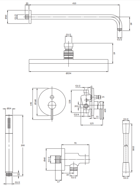 OMNIRES Y system prysznicowy podtynkowy  Miedź. SYSY35CP BudoHurt.com Łódź.png