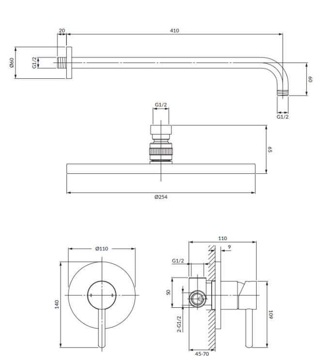 OMNIRES Y system prysznicowy podtynkowy Miedź. SYSY36CP rys. BudoHurt.com Łódź.png