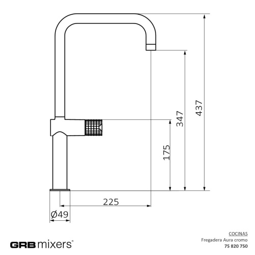GRB  Bateria zlewozmywakowa Aura Chrom 75820750  RYS.   BudoHurt.com Łódź.jpg