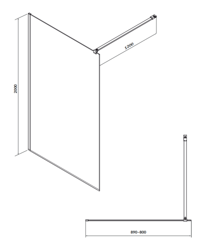Cersanit Kabina Prysznicowa Walk-In Mille Czarna 90x200 Szkło Transparentne. S161-008 rys. BudoHurt.com Łódź.png