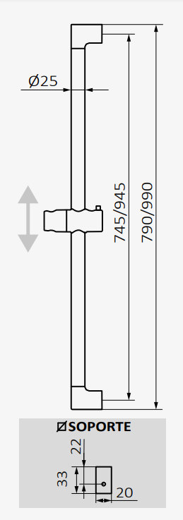 GRB  Zestaw drążek natryskowy Key + słuchawka Enter Chrom 05035046 rys. BudoHurt.com Łódź.png