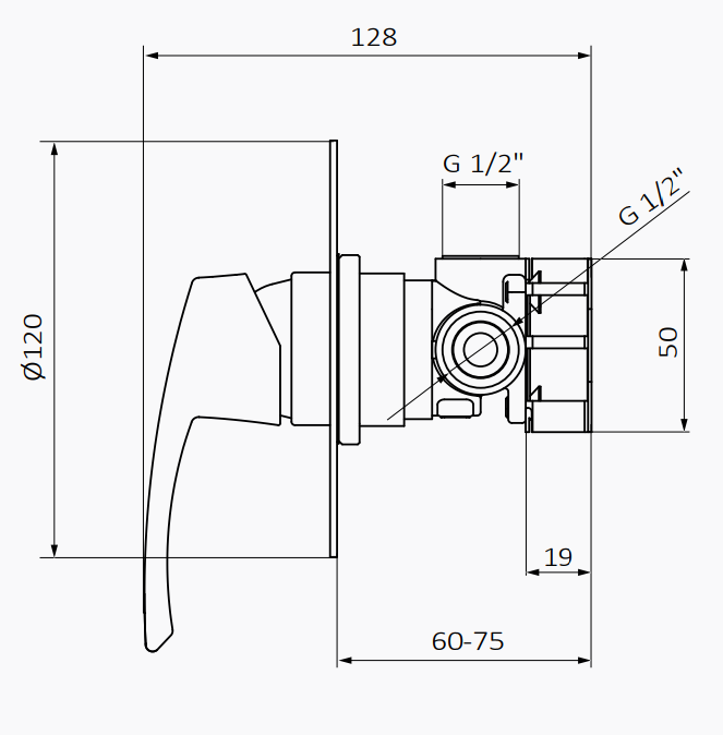 GRB TEN PRO Bateria podtynkowa Chrom 40115500   rys. BudoHurt.com Łódź.png