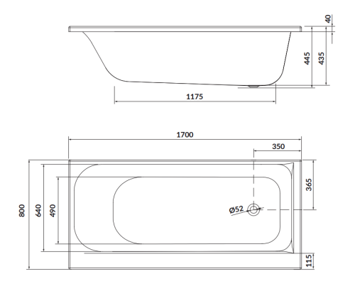 Cersanit Wanna Prostokątna Smart Lewa 170x80. S301-117 rys. BudoHurt.com Łódź.png
