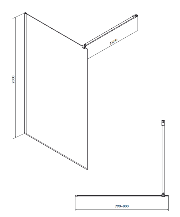 Cersanit Kabina Prysznicowa Walk-In Mille Czarna 80x200. S161-007 rys. BudoHurt.com Łódź.png
