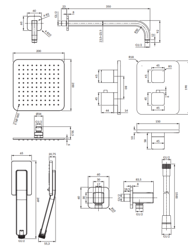 OMNIRES SLIDE termostatyczny system prysznicowy podtynkowy grafit. SYSSL11GR rys. BudoHurt.com Łódź.png
