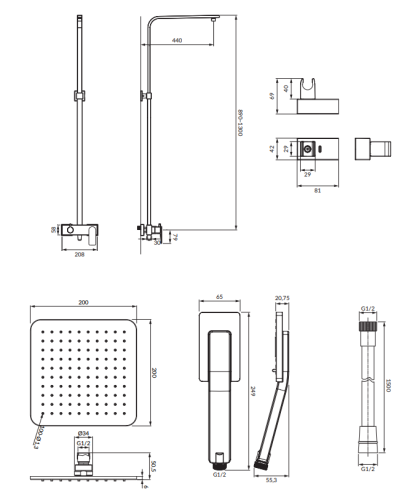 OMNIRES BARETTI system prysznicowy natynkowy czarny mat. BA7844BL BudoHurt.com Łódź.png