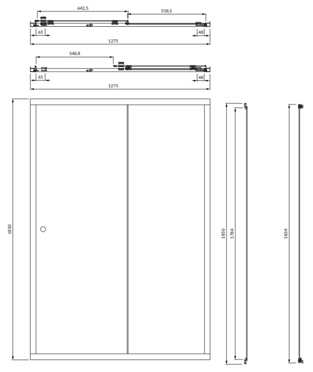 Omnires BRONX drzwi prysznicowe przesuwne, 130 cm chrom transp. S2050130CRTR rys. BudoHurt.com Łódź.png
