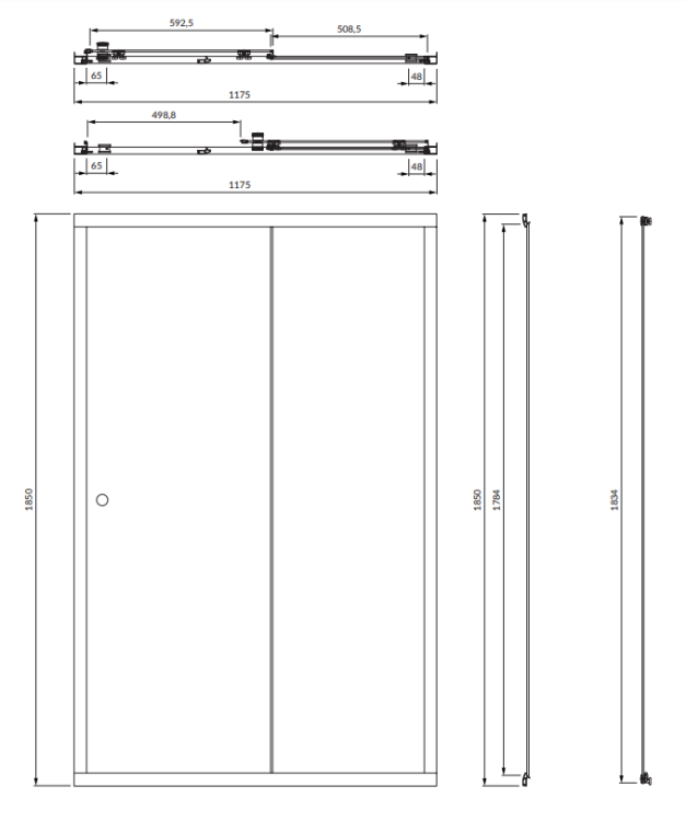 Omnires BRONX drzwi prysznicowe przesuwne, 120 cm chrom transp. S2050120CRTR rys. BudoHurt.com Łódź.png