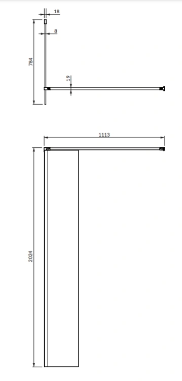 Omnires MARINA kabina prysznicowa typu walk-in, 80 cm czarny mat transp. DNR80XBLTR rys. BudoHurt.com Łódź.png