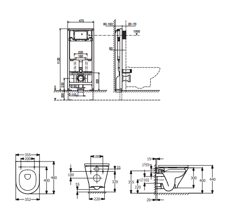 Roca GAP Zestaw podtynkowy DUPLO ONE + miska WC podwieszana GAP ROUND COMPACTO RIMLESS z deską SLIM. A893104480.png