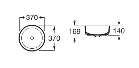 Roca Inspira Round umywalka nablatowa okrągła 37 cm  FINECERAMIC.  A327523000 rys. BudoHurt.com Łódź.png