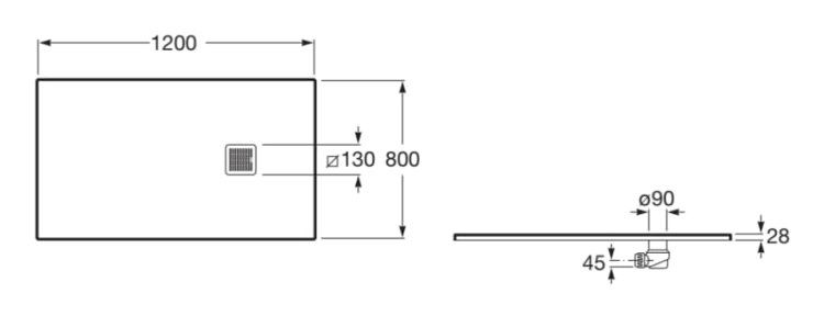 Roca TERRAN Brodzik kompozytowy STONEX® 120x80 cm rys. BudoHurt.com Łódź.png