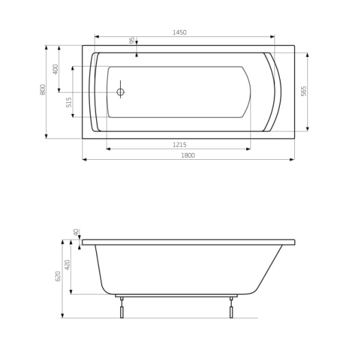 Roca LINEA Prostokątna wanna akrylowa 180 x 80 cm. A24T058000 rys. BudoHurt.com Łódź.png
