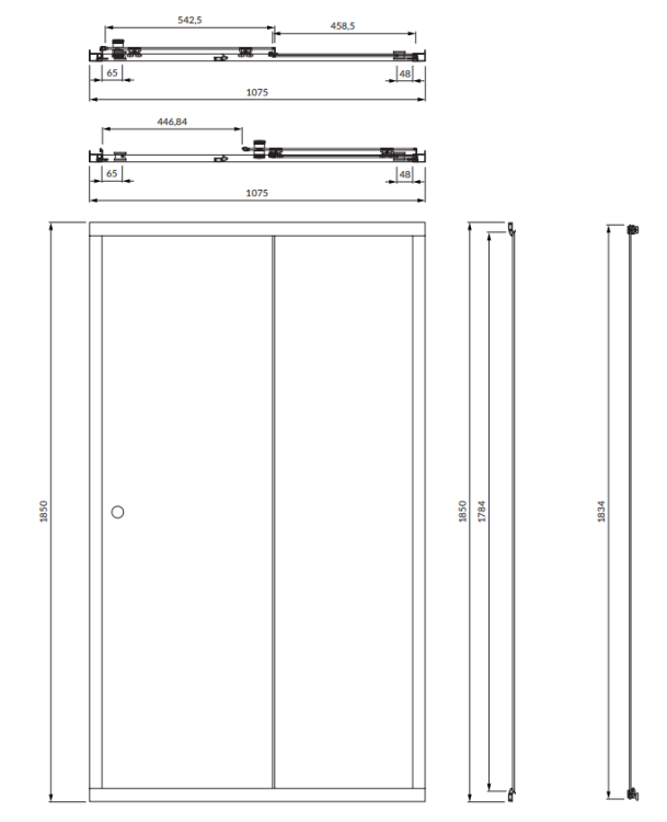 Omnires BRONX drzwi prysznicowe przesuwne, 110 cm chrom S2050110CRTR  rys. BudoHurt.com Łódź.png