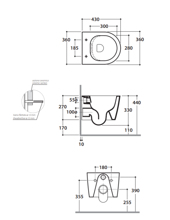 Globo miska WC podwieszana FORTY3 43 cm. FOS06 rys. BudoHurt.com Łódź.png