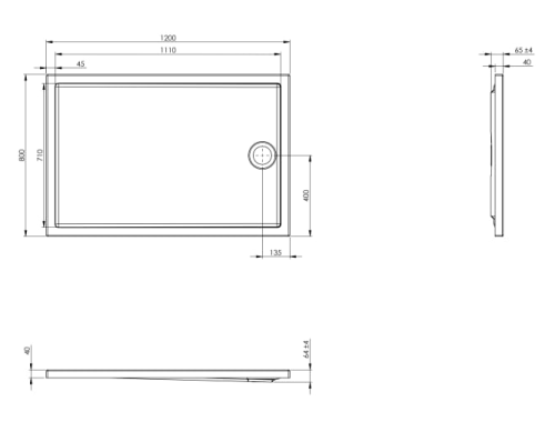 Roca GRANADA  Brodzik akrylowy flat 120x80x4  cm. A276262000  rys. BudoHurt.com Łódź.png