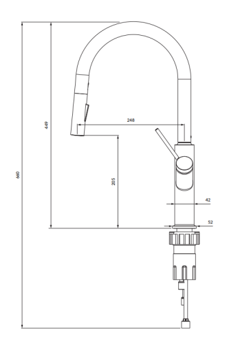 Omnires BEND bateria zlewozmywakowa czarny mat. BE6455BL wymiary BudoHurt.com Łódź.png