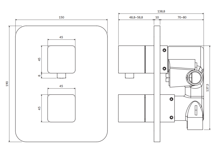 Omnires PARMA termostatyczna bateria prysznicowo-wannowa czarny mat. PM7436BL rys. BudoHurt.com Łódź.png
