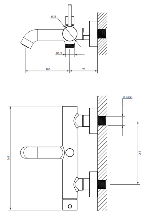 Omnires Y bateria wannowa z zestawem prysznicowym złoty. Y1231GL rys. BudoHurt.com Łódź.png