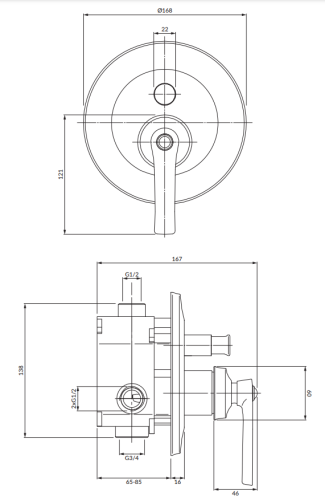 Omnires ARMANCE bateria prysznicowo-wannowa podtynkowa miedź antyczna. AM5235ORB BudoHurt.com Łódź.png