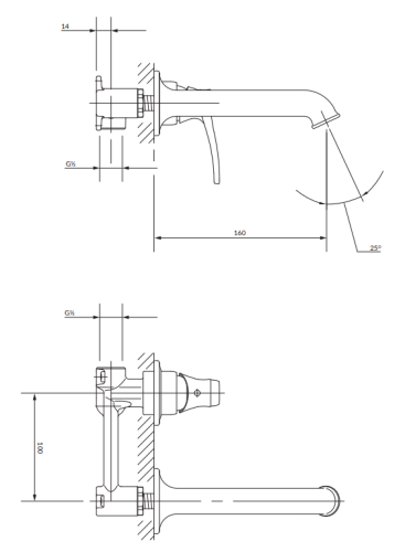 Omnires ART DECO bateria umywalkowa podtynkowa złoty. AD5115GL rys. BudoHurt.com Łódź.png