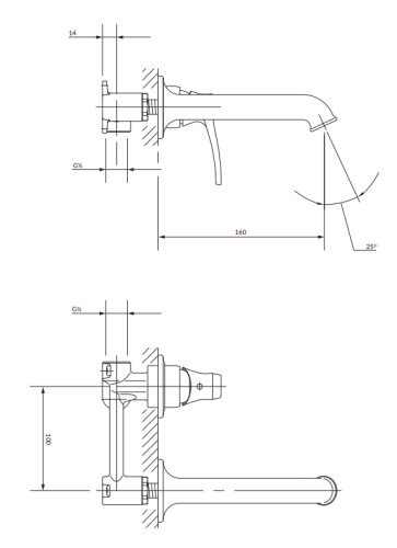 Omnires ART DECO bateria umywalkowa podtynkowa miedź antyczna. AD5115ORB rys. BudoHurt.com Łódź.png
