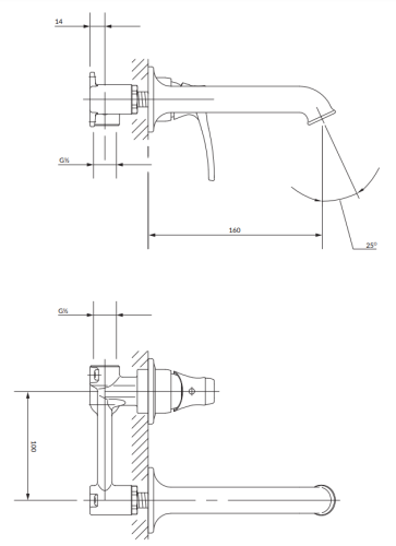 Omnires ART DECO bateria umywalkowa podtynkowa brąz antyczny. AD5115BR rys. BudoHurt.com Łódź.png