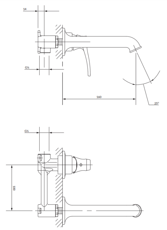 Omnires ART DECO bateria umywalkowa podtynkowa brąz antyczny. AD5115BR rys. BudoHurt.com Łódź.png