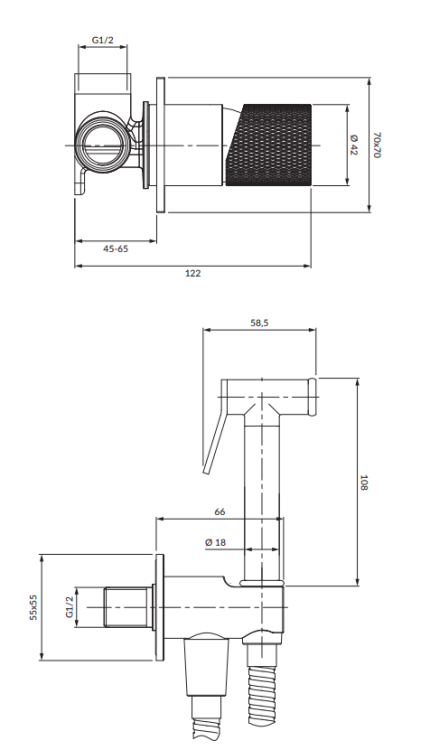 OMNIRES CONTOUR system bidetowy podtynkowy złoty szczotkowany. SYSCTBI1GLB rys. BudoHurt.com Łódź.png
