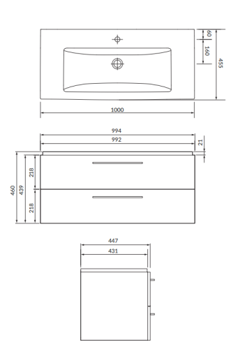 Cersanit Set 890 Lara Como 100 Biała Dsm (SZAFKA + Umywalka). S801-191-DSM  rys. BudoHurt.com Łódź.png