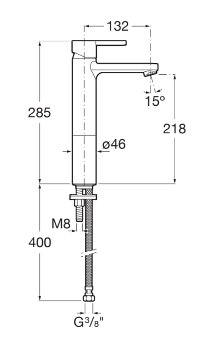 Roca NAIA Bateria umywalkowa wysoka Cold Start  Everlux ROSE GOLD. A5A3B96RG0 wymiary BudoHurt.com Łódź.png