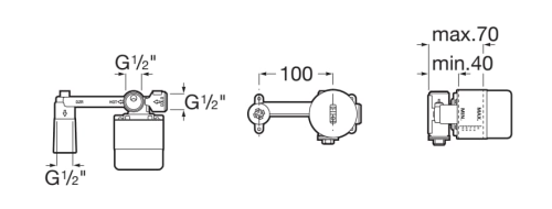 Roca Element podtynkowy do montażu baterii umywalkowej podtynkowej TITANIUM BLACK EVERLUX-PVD. A5252206CN rys. BudoHurt.com Łódź.png