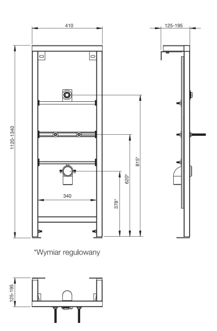 Roca Stelaż do pisuaru z dopływem z góry (nie zawiera armatury pisuarowej). A890074000   rys. BudoHurt.com Łódź.png