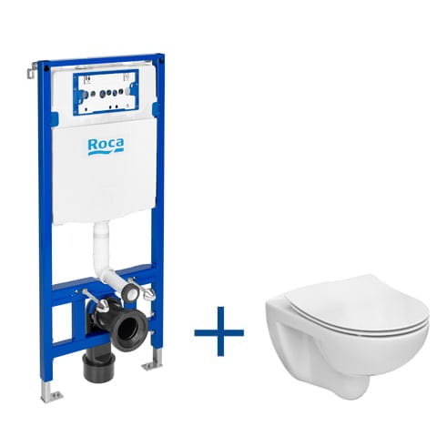 Roca VICTORIA Zestaw podtynkowy DUPLO ONE + miska WC podwieszana VICTORIA RIMLESS z deską SLIM.  A893104390  BudoHurt.com Łódź.jpg