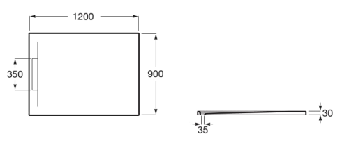 Roca PYROS Brodzik kompozytowy STONEX® 120 x 90 cm z ukrytym odpływem CZARNY. AP9014B038401400 rys. BudoHurt.com Łódź.png