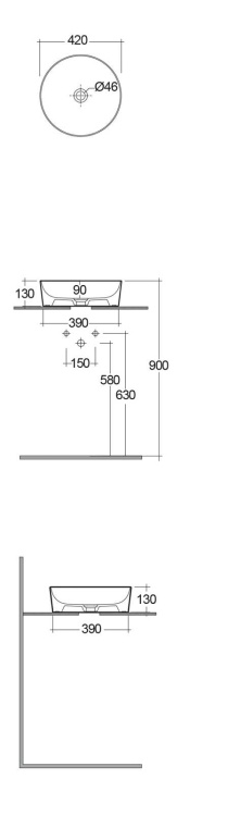 RAK Ceramics FEELING Umywalka slim nablatowa okrągła 42 cm cappuccino mat  (514). FEECT4200514A rys. BudoHurt.com Łódź.jpg