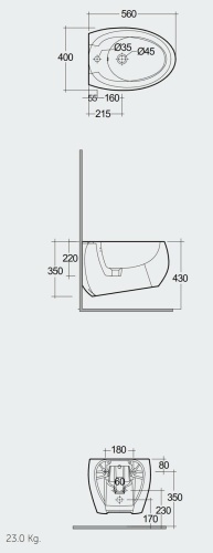 RAK Ceramics Cloud Bidet podwieszany 56x40 cm CZARNY MAT. CLOBD2101504A  rys. BudoHurt.com Łódź.jpg
