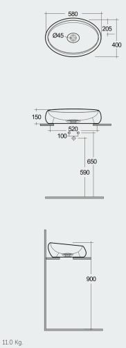 RAK Ceramics Cloud Umywalka nablatowa 58x40 cm CZARNY MAT. CLOCT6000504A rys. BudoHurt.com Łódź.jpg