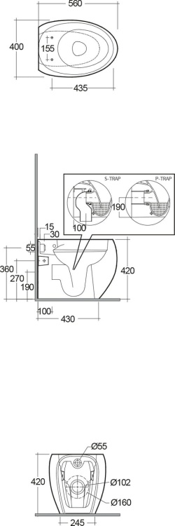 RAK Ceramics Cloud Miska WC stojąca Rimless 56x40 cm BIAŁY MAT. CLOWC1346500A rys. BudoHurt.com Łódź.jpg