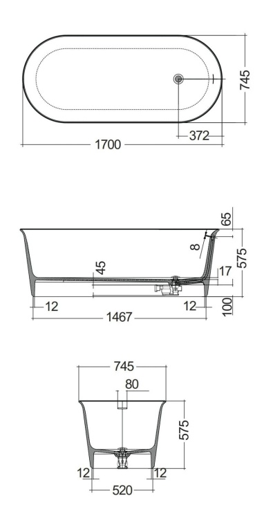RAK Ceramics VALET Wanna 170 x 74,5 cappuccino. VALBT17075514  rys. BudoHurt.com Łódź.jpg