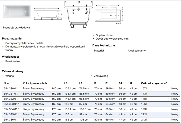 Gebeit Selnova Square wanna wymiary BudoHurt.com Łódź.png
