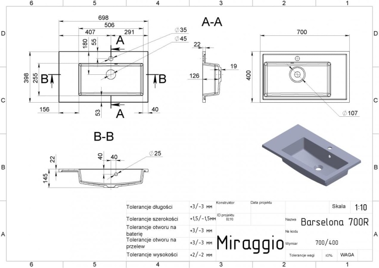 Miraggio BARCELONA 700 R umywalka wpuszczana w blat 70x40 cm. 0000482 rys. BudoHurt.com Łódź.jpg