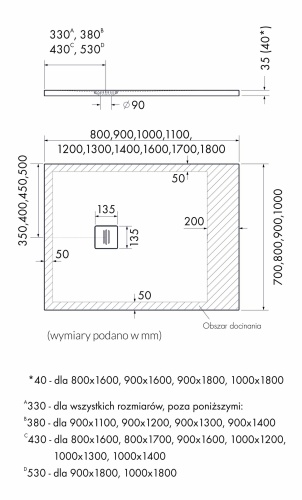 Schedpol brodzik Protos prostokąrny wymiary rys. BudoHurt.com Łódź.jpg