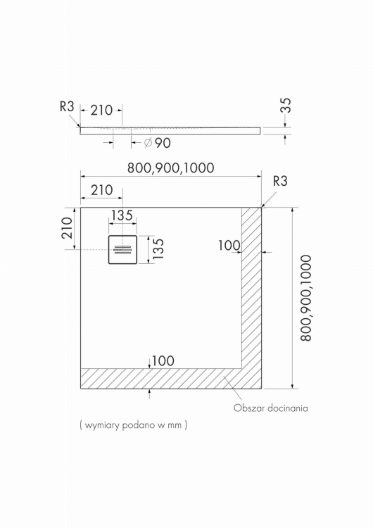 Brodzik Schedpol Protos White Stone  Stabilsound Plus® rys. BudoHurt.com Łódź.jpg