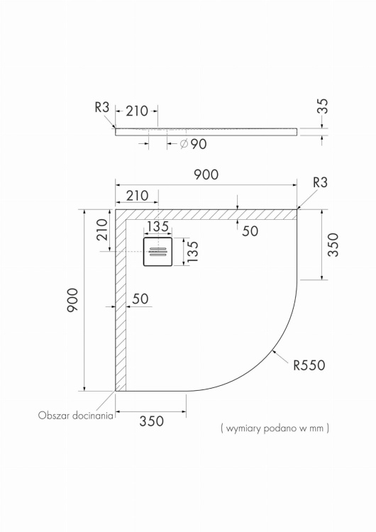 Brodzik Schedpol Protos Black Stone 90x90x3,5 R55 rys. BudoHurt.com Łódź.jpg