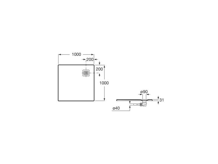 Roca TERRAN Brodzik kwadratowy 100x100 cm  rys. wymiary.jpg