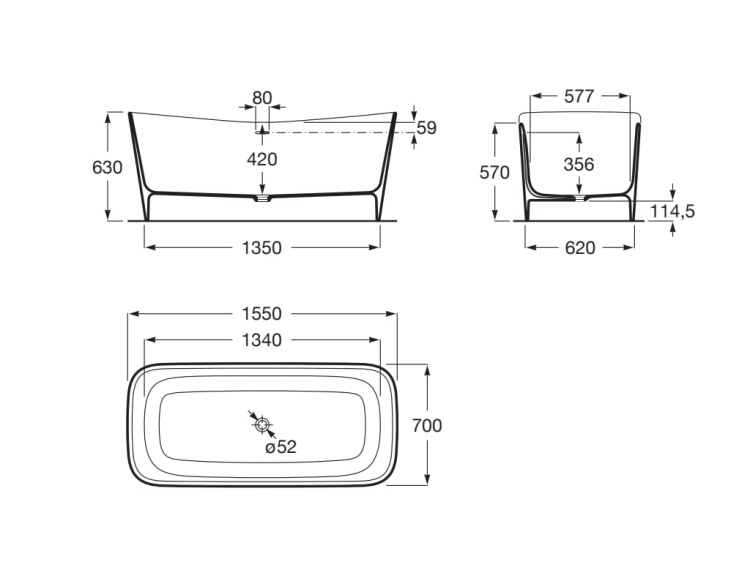 Roca MAUI Square wanna 150x70 wolnostojąca Stonex®. A248502000 rys. BudoHurt.com Łódź.jpg