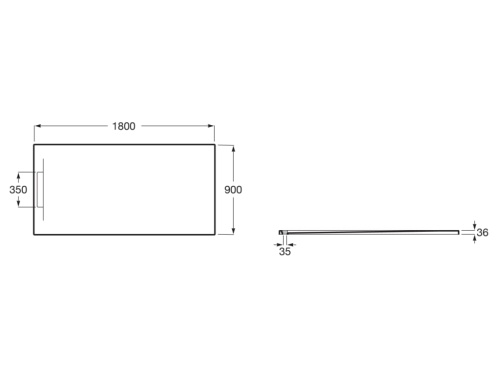 Brodzik kompozytowy STONEX® 180 x 90 cm z ukrytym odpływem   rys. wymiary BudoHurt.com Łódź.jpg